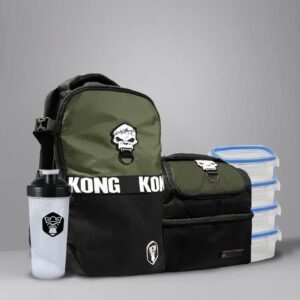 MOCHILA SPORT VERDE + LONCHERA+TOPPERS Y SHAKER