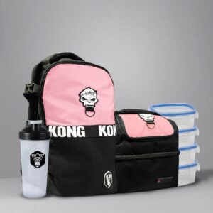 MOCHILA SPORT ROSA + LONCHERA+TOPPERS Y SHAKER
