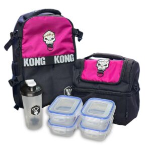 MOCHILA SPORT ROSA + LONCHERA+TOPPERS Y SHAKER